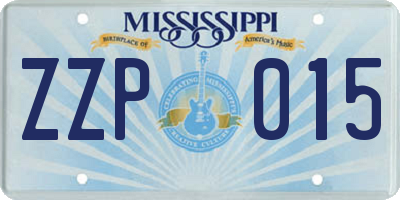 MS license plate ZZP015