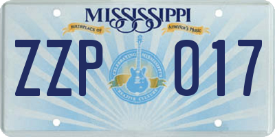 MS license plate ZZP017