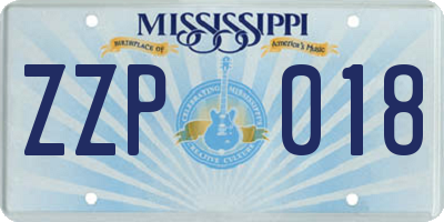 MS license plate ZZP018