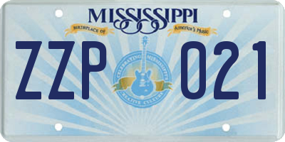 MS license plate ZZP021