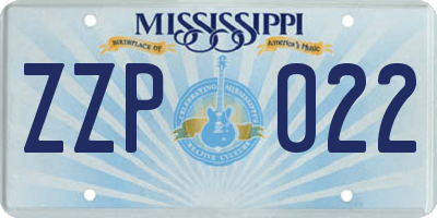 MS license plate ZZP022