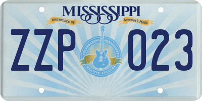 MS license plate ZZP023