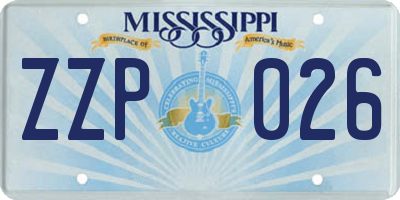 MS license plate ZZP026