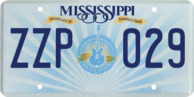 MS license plate ZZP029