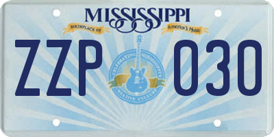 MS license plate ZZP030