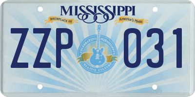 MS license plate ZZP031