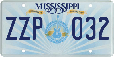 MS license plate ZZP032