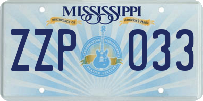 MS license plate ZZP033