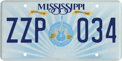 MS license plate ZZP034