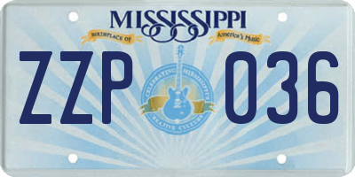 MS license plate ZZP036