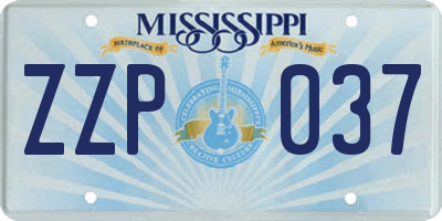 MS license plate ZZP037