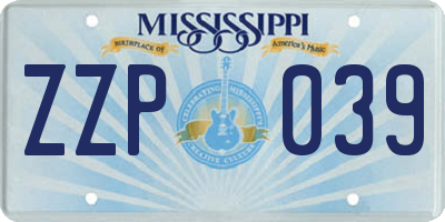 MS license plate ZZP039