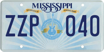 MS license plate ZZP040