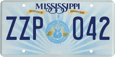 MS license plate ZZP042