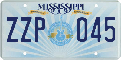 MS license plate ZZP045