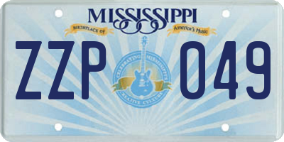 MS license plate ZZP049