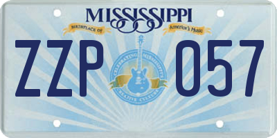 MS license plate ZZP057