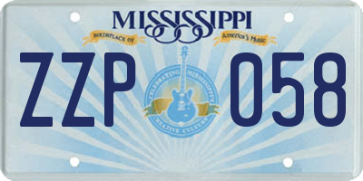 MS license plate ZZP058