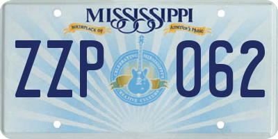 MS license plate ZZP062