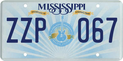 MS license plate ZZP067