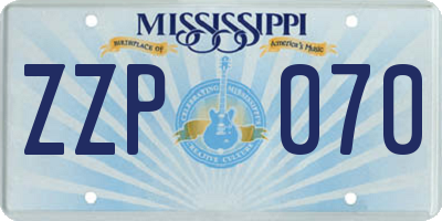 MS license plate ZZP070