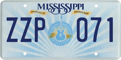 MS license plate ZZP071