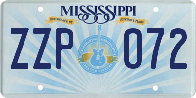 MS license plate ZZP072