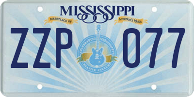 MS license plate ZZP077