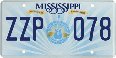 MS license plate ZZP078