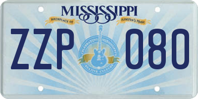 MS license plate ZZP080