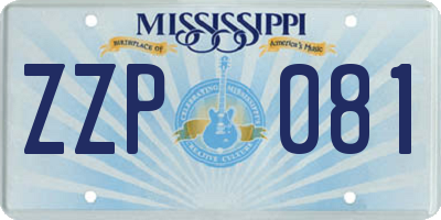 MS license plate ZZP081