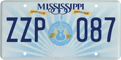 MS license plate ZZP087