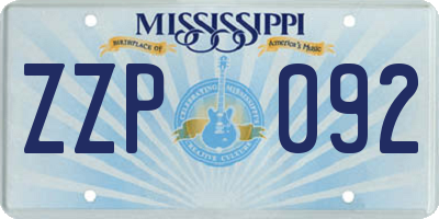 MS license plate ZZP092