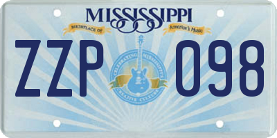 MS license plate ZZP098