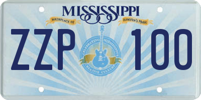 MS license plate ZZP100