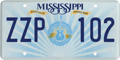 MS license plate ZZP102