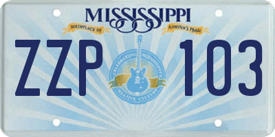 MS license plate ZZP103