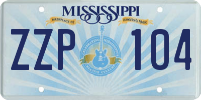 MS license plate ZZP104