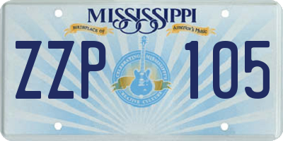 MS license plate ZZP105