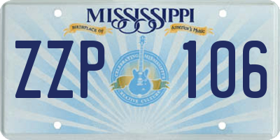 MS license plate ZZP106