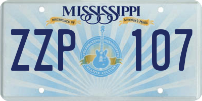 MS license plate ZZP107