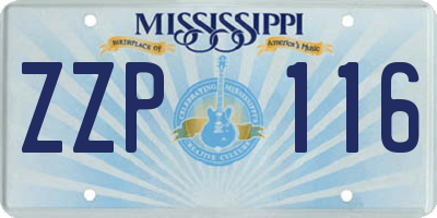 MS license plate ZZP116