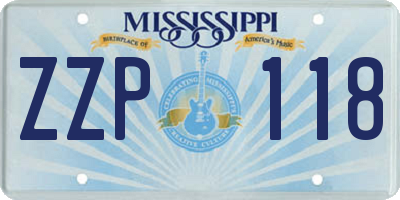 MS license plate ZZP118