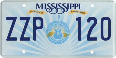 MS license plate ZZP120