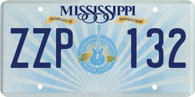 MS license plate ZZP132