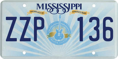 MS license plate ZZP136