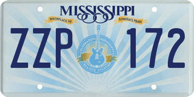 MS license plate ZZP172