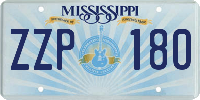 MS license plate ZZP180