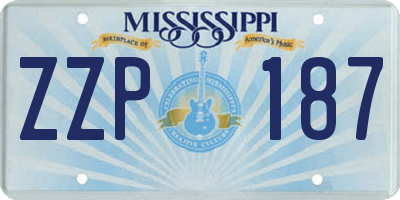 MS license plate ZZP187