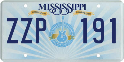 MS license plate ZZP191